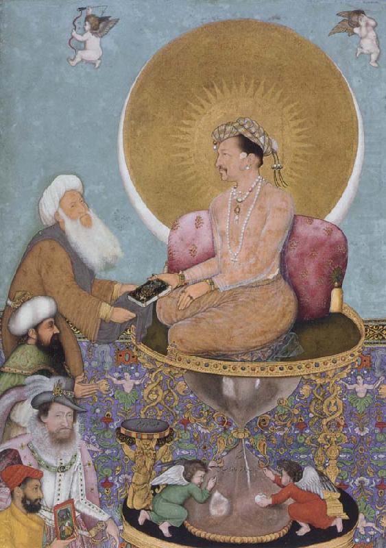 The Mughal emperor jahanir honors a holy dervish,over and above the rulers of the lower world, Hindu painter